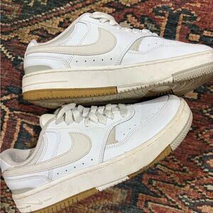 Nike White and Tan Women's Sneakers